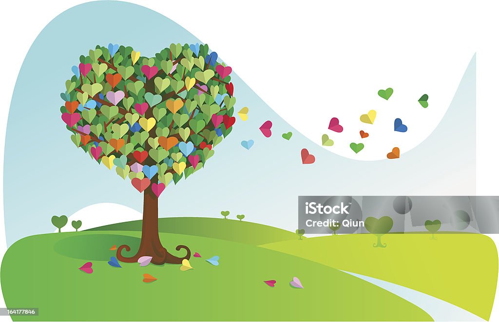 Colorful Love Tree A Tree with colorful heart shape leaf. Heart Shape stock vector
