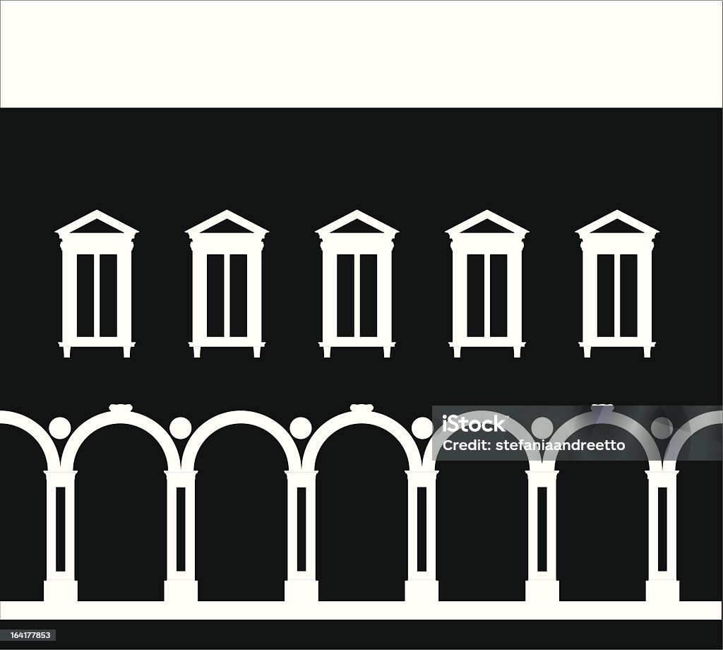 Renaissance palace en vacío negativo - arte vectorial de Arco - Característica arquitectónica libre de derechos