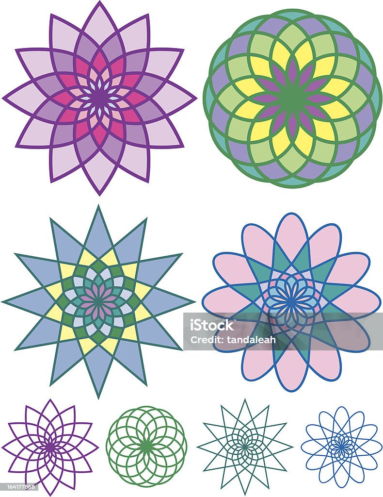 Motifs géométriques colorés - clipart vectoriel de Fleur - Flore libre de droits