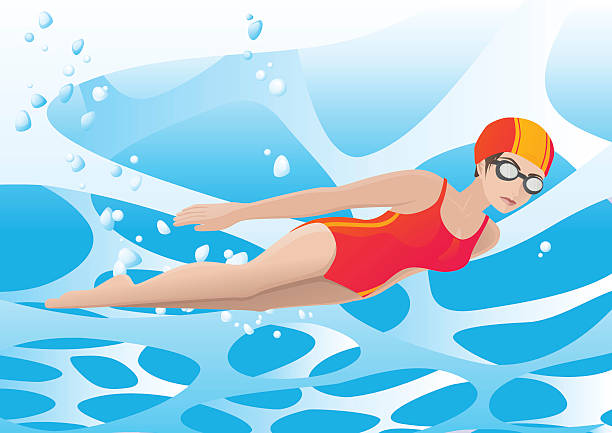 Swimming Under Water Stock Illustration - Download Image Now - Cartoon,  Swimwear, Underwater - iStock