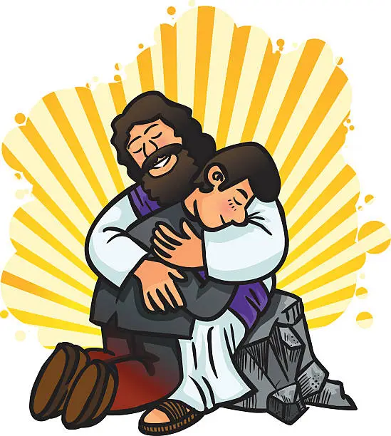 Vector illustration of Vector illustration of Jesus forgiving
