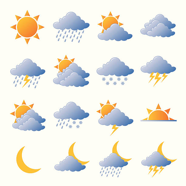 ilustrações, clipart, desenhos animados e ícones de ícones de meteorologia - spring clear sky night summer