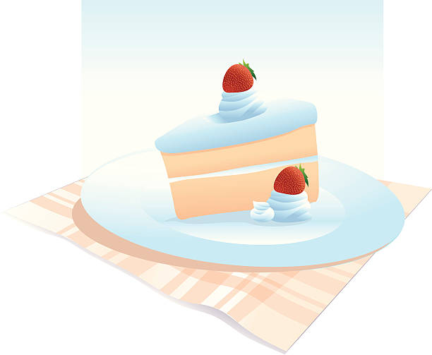 Strawberry Shortcake Strawberry Shortcake Creamy Cake with Strawberry on top clotted cream stock illustrations