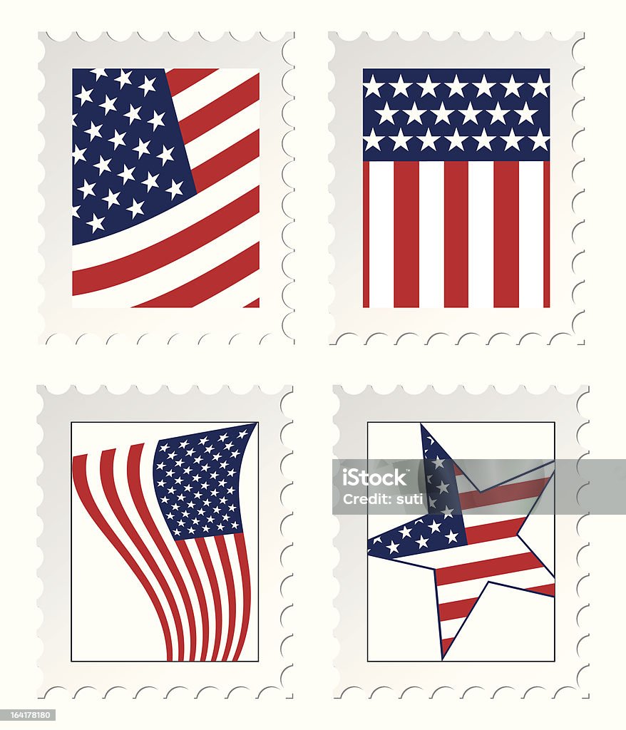 Ilustração de selos de correio com Estados Unidos Bandeira Nacional - Royalty-free Azul arte vetorial
