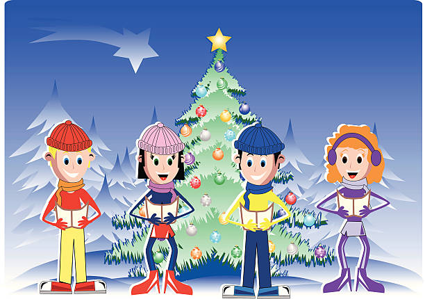 Albero di natale bambini - illustrazione arte vettoriale