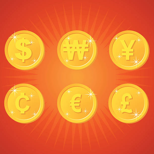 и золотых монет - swiss currency dollar sign exchange rate symbol stock illustrations