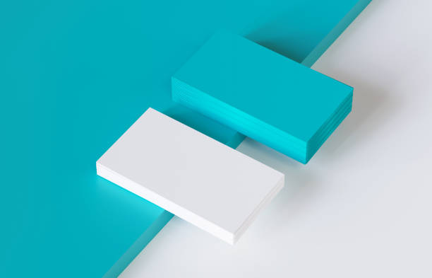 istock Stack of Blank Business Card on Aquamarine Background 1641784480