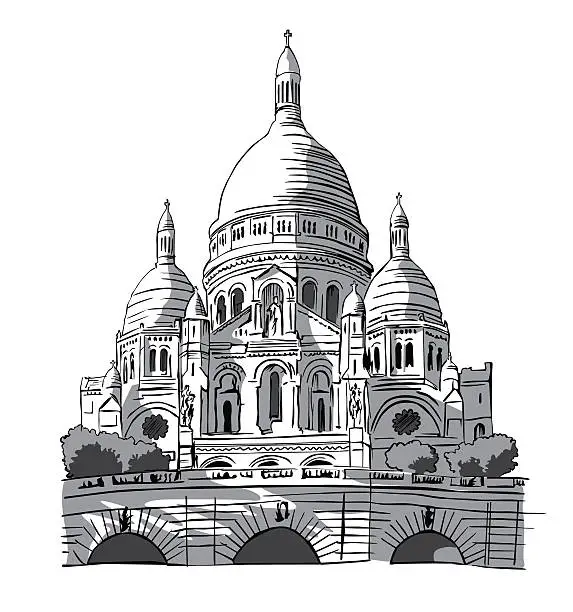 Vector illustration of Basilica in paris