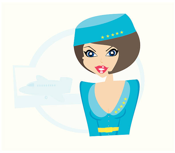 beautiful stewardess vector art illustration