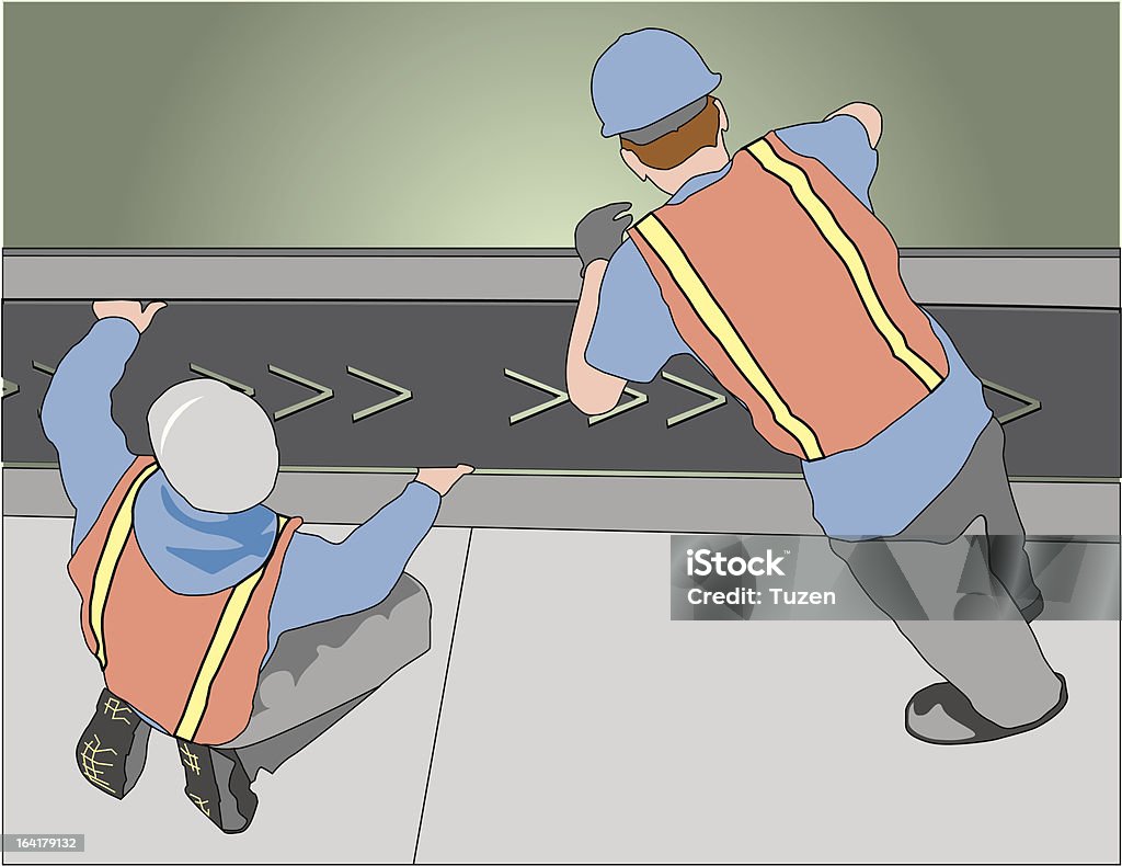 workers below two construction workers installing signage Working Class stock vector workers below two construction workers installing signage Working Class stock vector