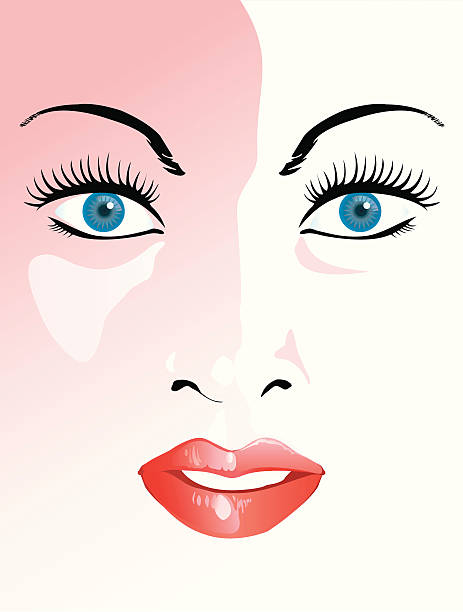 illustrazioni stock, clip art, cartoni animati e icone di tendenza di micro viso - beauty treatment women human face fashion model