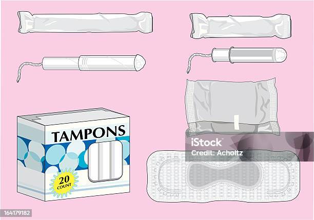 Kobiece Produktów Higieny - Stockowe grafiki wektorowe i więcej obrazów Tampon - Tampon, Pudełko, Ilustracja