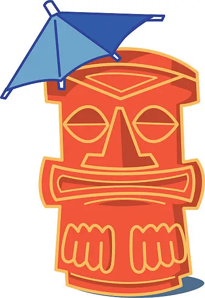 Vector illustration of Tiki Glass with Paper Umbrella