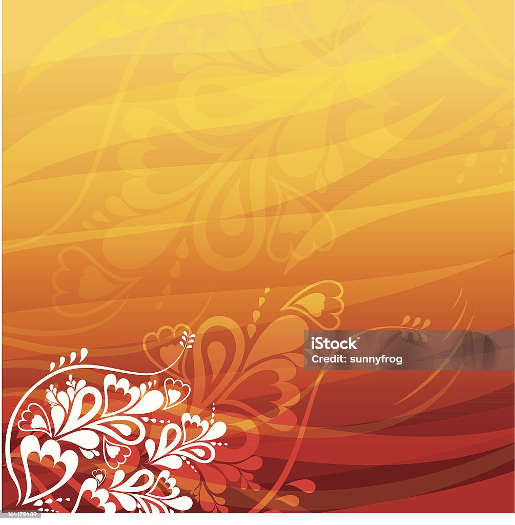 Fond rouge avec décoration de fleurs - clipart vectoriel de Abstrait libre de droits