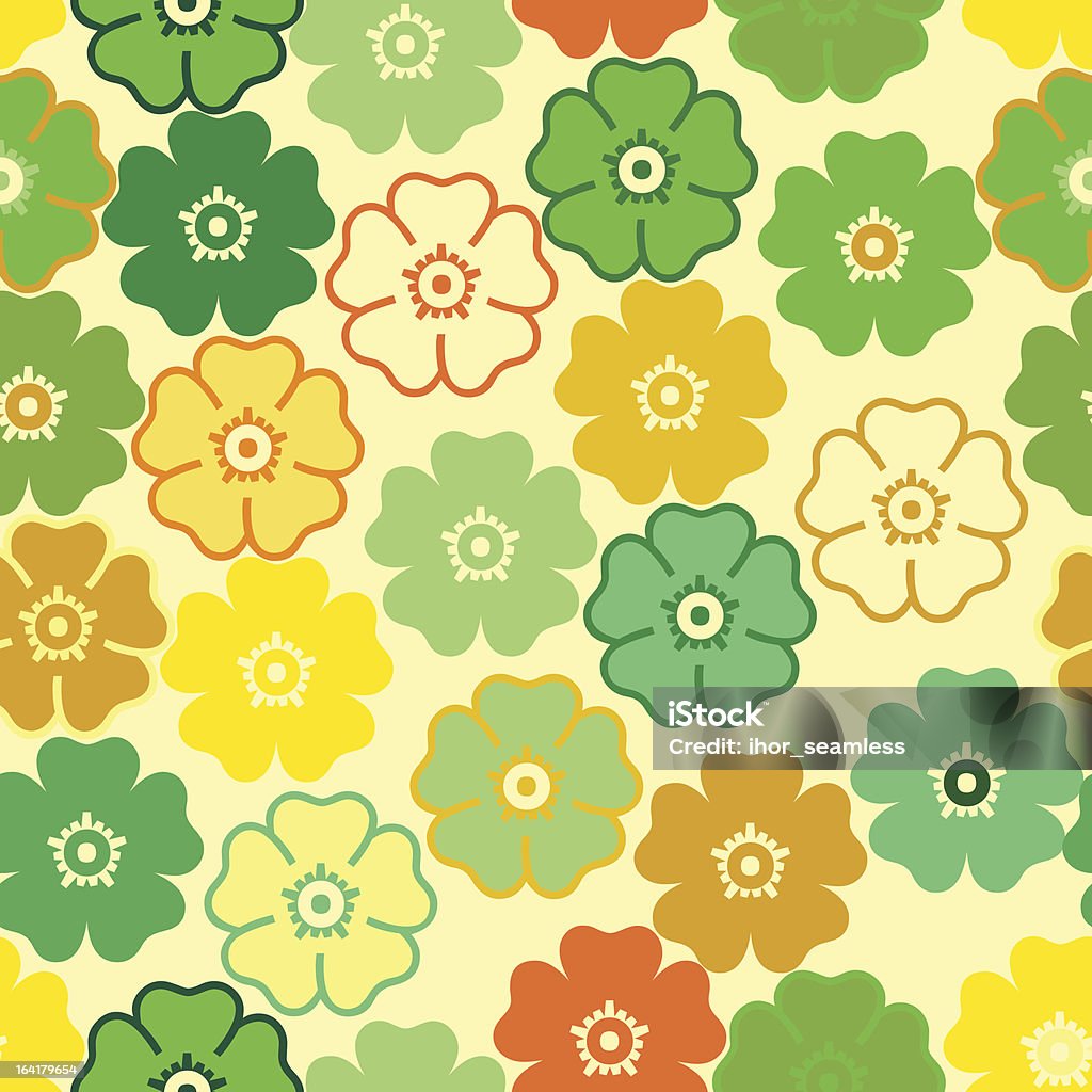 Papel tapiz floral sin fisuras - arte vectorial de Amarillo - Color libre de derechos