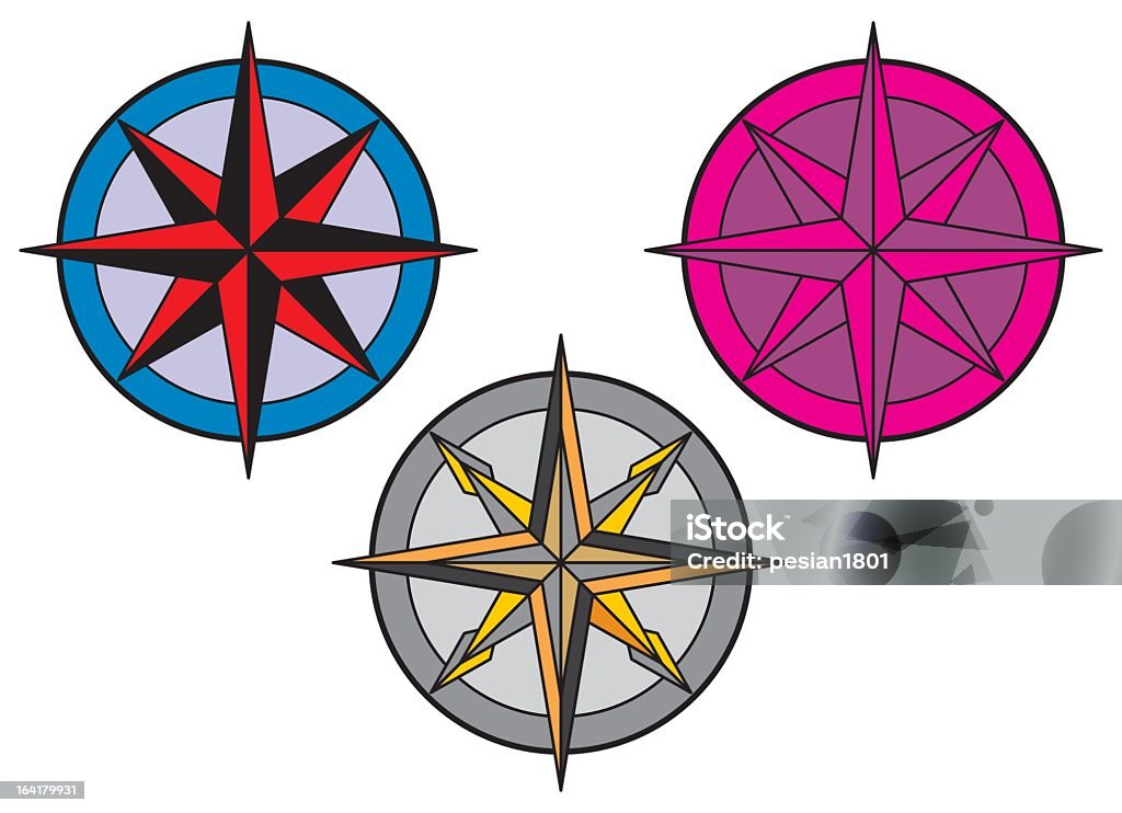 Simple Compass Color Different Colored Compass Designs Stock Illustration - Download Image ...