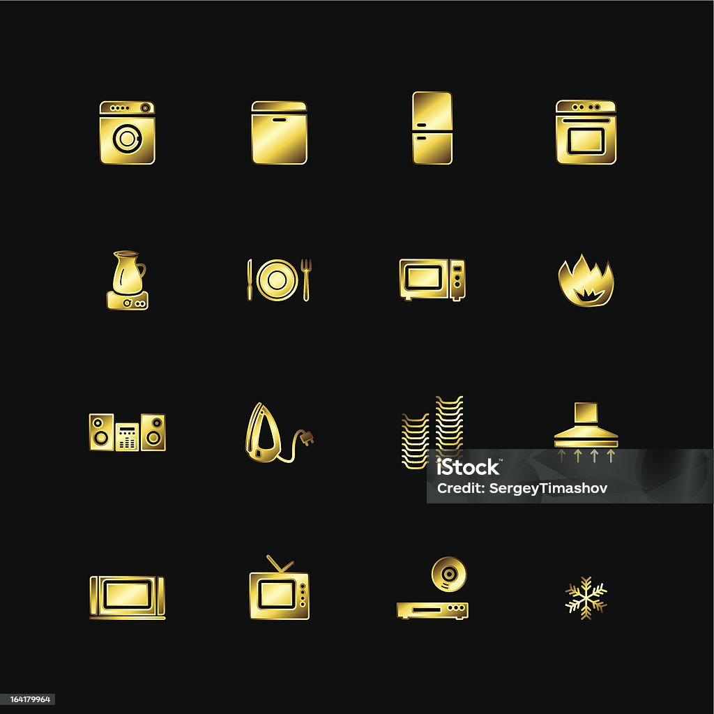 Gold иконок бытовой техники - Векторная графика DVD-диск роялти-фри