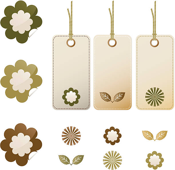 Nature stickers and tags vector art illustration