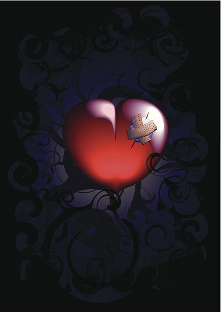 раненых сердце - relationship difficulties heart shape bandage adhesive bandage stock illustrations