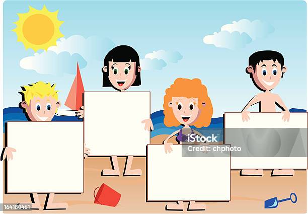 Summer Children Bill Message Stock Illustration - Download Image Now - Backgrounds, Beach, Blank