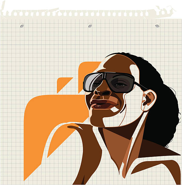 abstrakte porträt schwarze mädchen mit trendigen sonnenbrille - women summer hat tinted sunglasses stock-grafiken, -clipart, -cartoons und -symbole