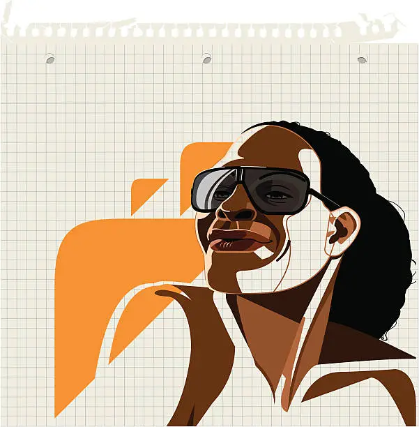 Vector illustration of Abstract Portrait of black girl with hip sunglasses