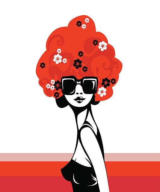 ilustrações, clipart, desenhos animados e ícones de big retrô cabelo - sex symbol female women cartoon