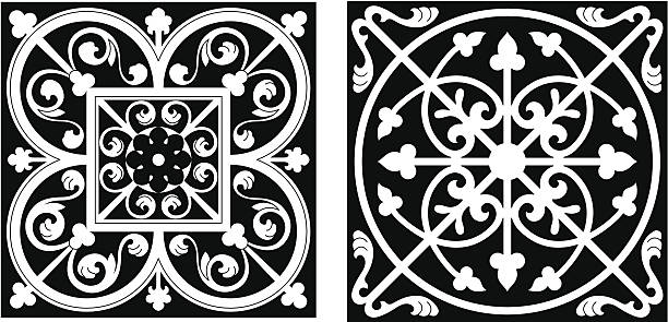 vicrtorian стиле - scroll shape corner victorian style silhouette stock illustrations