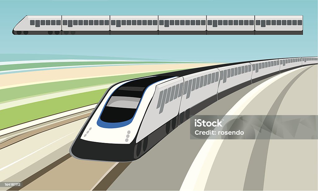 Train Landscape with train (vector). Colors prepared for printing media. High Speed Train stock vector