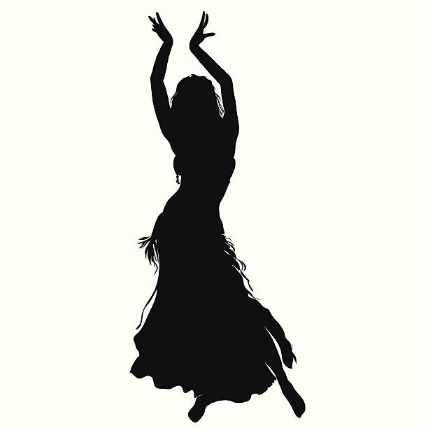 bellydance silhouette of dancing woman, bellydance - vector illustration  belly dancing stock illustrations