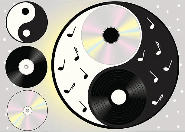 Vector illustration of vector symbol yang  and yin - cd, vinyl