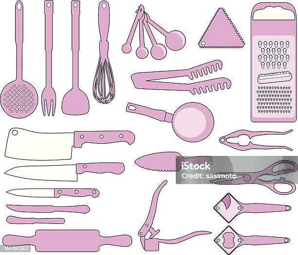 Pink Kochutensilien Innovative Tools Isoliert Auf Weiss Stock Vektor Art und mehr Bilder von Zeichnung