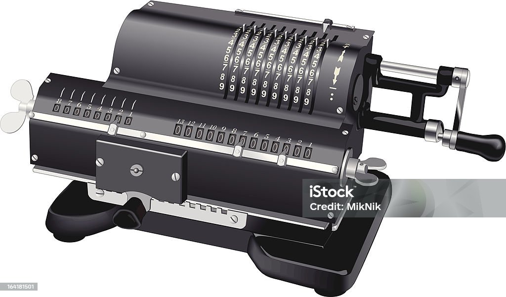 Calculating machine Mechanical calculating machine. Calculator stock vector