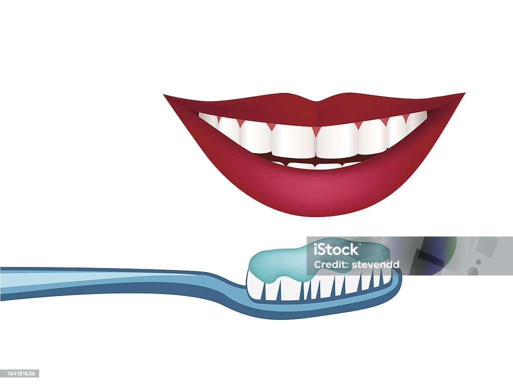 Vettore bianco denti sani sorriso e - arte vettoriale royalty-free di Bellezza