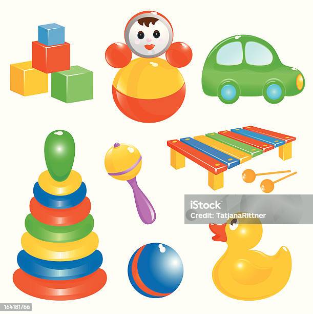 Babytoy Set Stock Illustration - Download Image Now - Rubber Duck, Baby - Human Age, Baby Girls