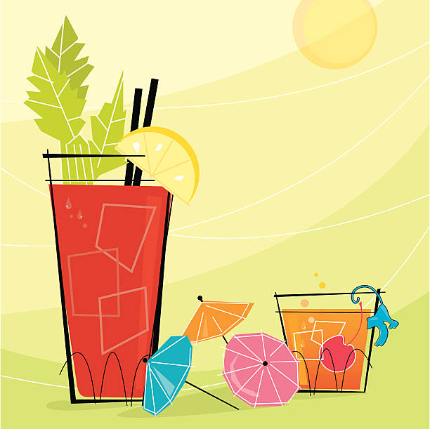 ilustraciones, imágenes clip art, dibujos animados e iconos de stock de retro cócteles (vector - summer party drink umbrella concepts