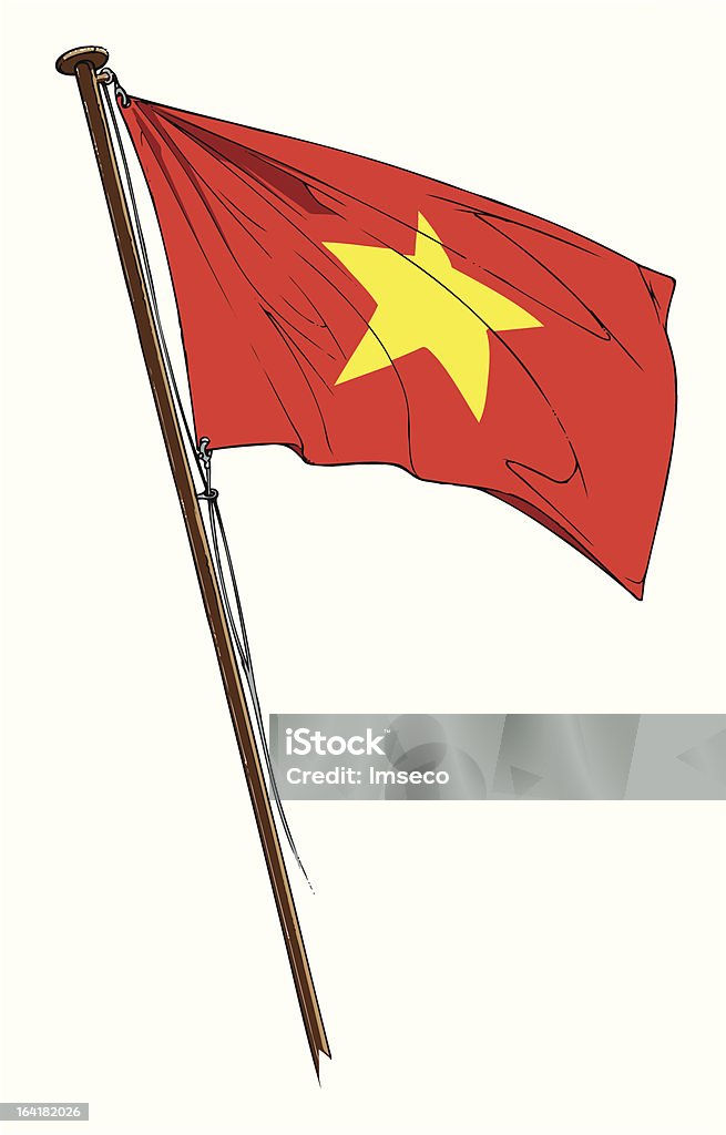 Вьетнам: Революционная красный флаг - Векторная графика Азиатская культура роялти-фри