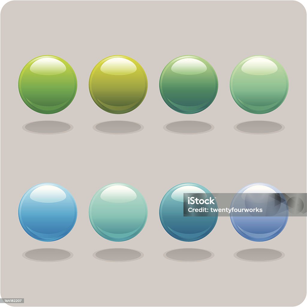 Blue & Green Orbs A series of blue and green colored orbs or ball icons. Perfect for your desktop or a website. Blue stock vector