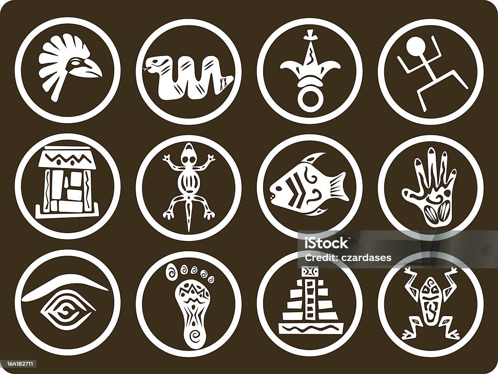 Iconos Tribal - arte vectorial de Azteca libre de derechos