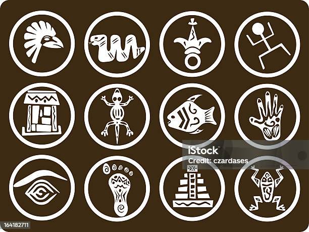 Ilustración de Iconos Tribal y más Vectores Libres de Derechos de Azteca - Azteca, Forma piramidal, Inca