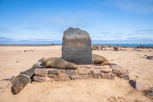 Monument for  Pieter Stephanus Gouws, Cape Cross, Namibia.  Horizontal.