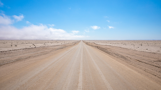 Endless roads at Skeleton Coast, Namibia.  Horizontal.
