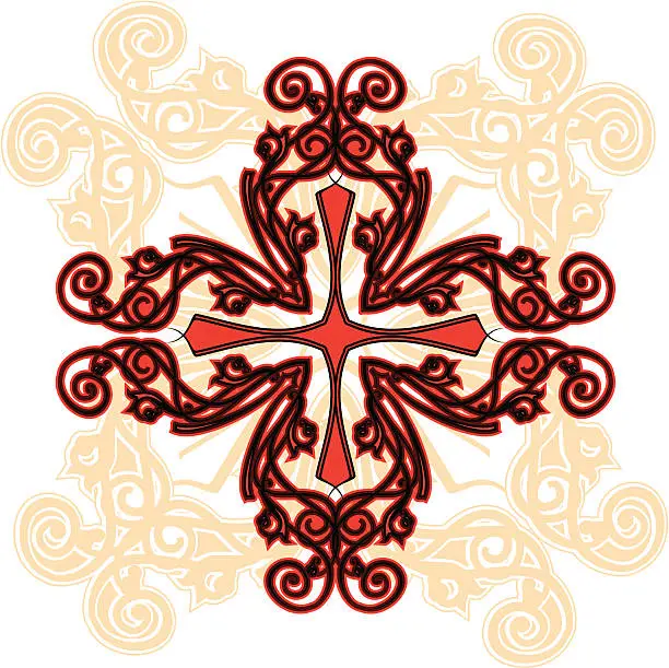 Vector illustration of ornamental cross