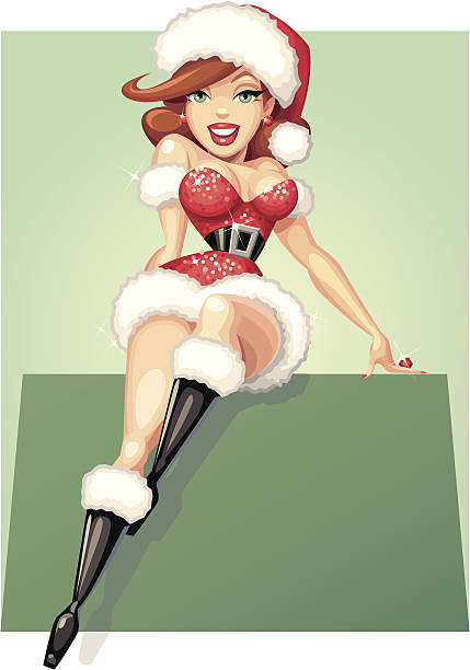 Sexy Santa Santa's little lady is all ready for Xmas! This highly detailed vector illustration is completely gradient free (except for the easy to remove background) mrs claus stock illustrations