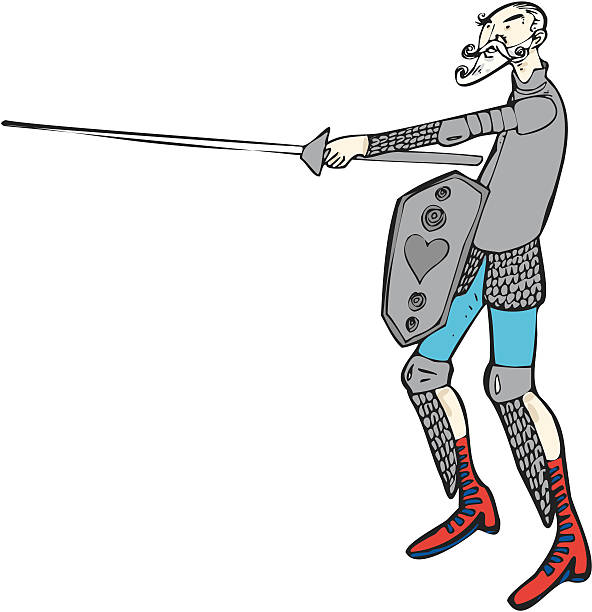 Armoured Don Quichotte Armoured Don Quichotte who has a spear. Editable vector AI8 don quixote stock illustrations