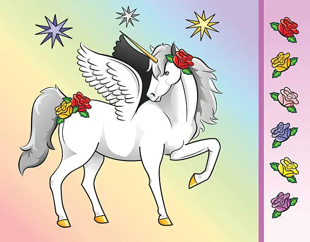 Vector illustration of Unicorn with Flowers