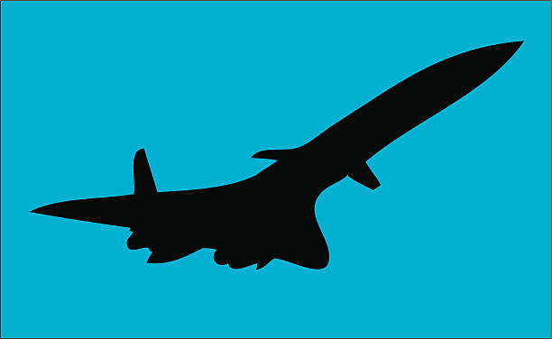 illustrations, cliparts, dessins animés et icônes de concorde silhuette - avion supersonique