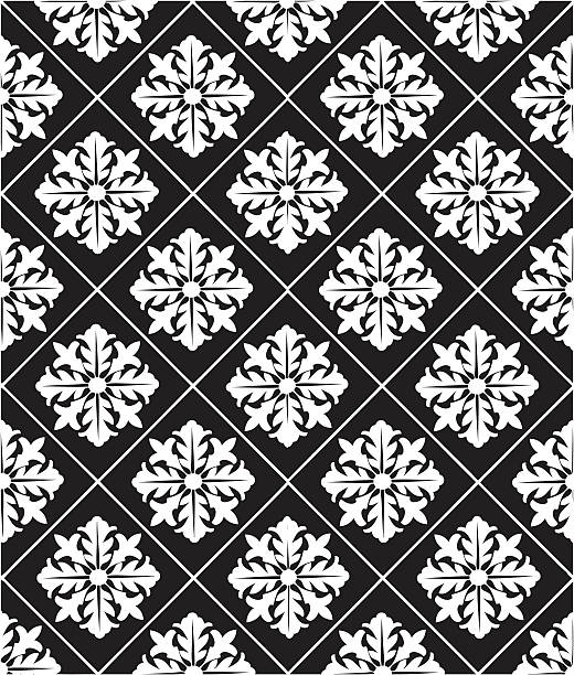 Fancy flourish in squares pattern vector art illustration