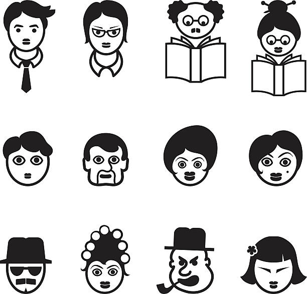 People portraits icon set  beehive hairstyle stock illustrations