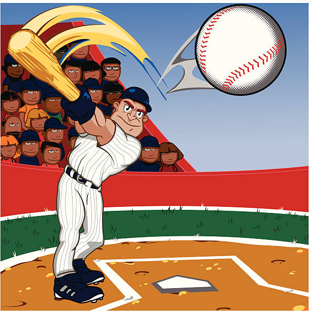 ilustrações, clipart, desenhos animados e ícones de jogador de beisebol - baseball home run team ball